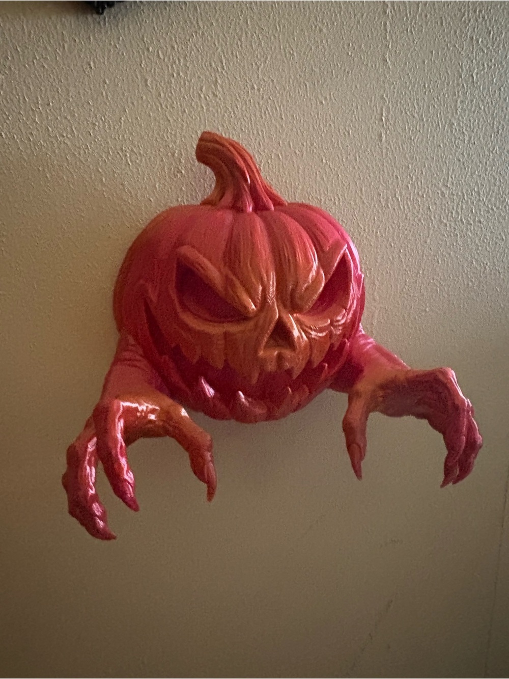Scary Red Orange 3-D Pumpkin Wall Decor